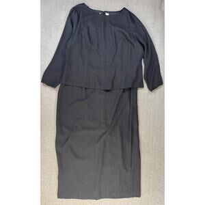 Elisabeth Liz Claiborne Formal Dress Long Sleeve Midi Classic Timeless Size 18